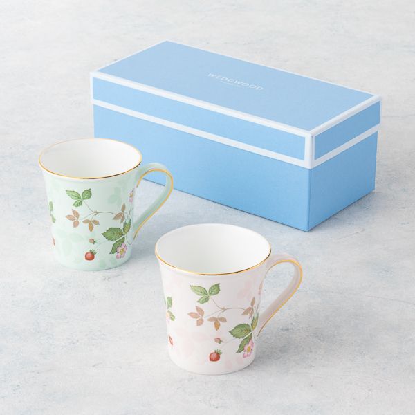 ワイルドストロベリーパステルマグ(ピンク・グリーン)ペア | アンシェ